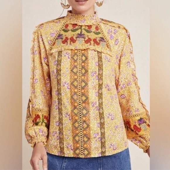 Maeve Goldie Embroidered Anthropologie Blouse - Picture 3 of 14